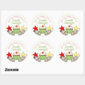 waterverf cupcake kerstbakken naar van ronde sticker (Vel)
