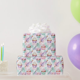 Waterverf Cupcake Lavendel Pastelkleur Bakken Cadeaupapier