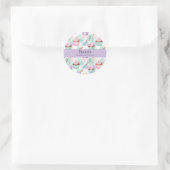 Waterverf Cupcake Lavendel Teal Cupcake Topper Ronde Sticker (Tas)