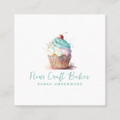 Waterverf Cupcake Logo Baker Bakery Pastry Chef Vierkante Visitekaartje (Voorkant)
