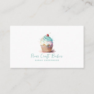 Waterverf Cupcake Logo Baker Bakery Pastry Chef Visitekaartje