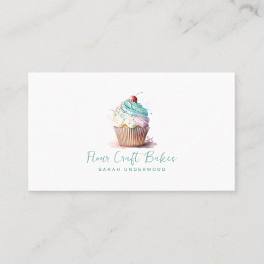 Waterverf Cupcake Logo Baker Bakery Pastry Chef Visitekaartje (Voorkant)