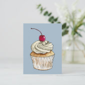 Waterverf Cupcake met gehakte room en Cherry Briefkaart (Staand voorkant)