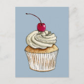 Waterverf Cupcake met gehakte room en Cherry Briefkaart (Voorkant)