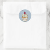Waterverf Cupcake met gehakte room en Cherry Ronde Sticker (Tas)