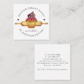 Waterverf Cupcake Rolling Baker Pastry Chef S Vierkante Visitekaartje (Voorkant / Achterkant)