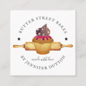 Waterverf Cupcake Rolling Baker Pastry Chef S Vierkante Visitekaartje (Voorkant)