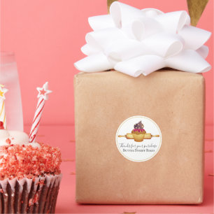 Waterverf Cupcake Rolling Pin Baker Dank u Ronde Sticker