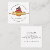 Waterverf Cupcake Rolling Pin Baker Pastry Chef Vierkante Visitekaartje (Voorkant / Achterkant)