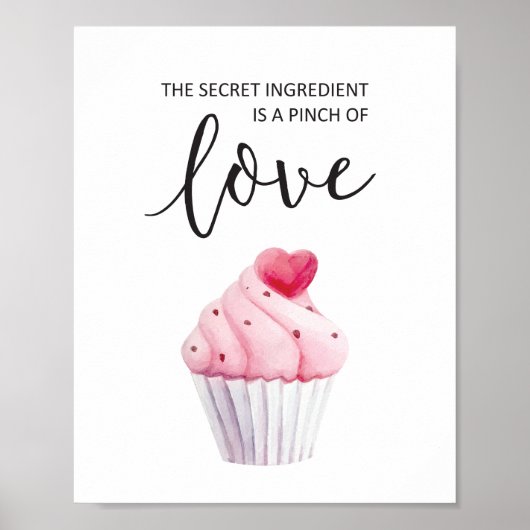 Waterverf Cupcake Roze Typografie Quote Kitchen Poster (Voorkant)