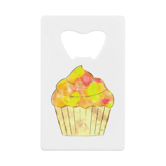 Waterverf Cupcake schilderen Creditkaart Flessenopener (Voorkant)