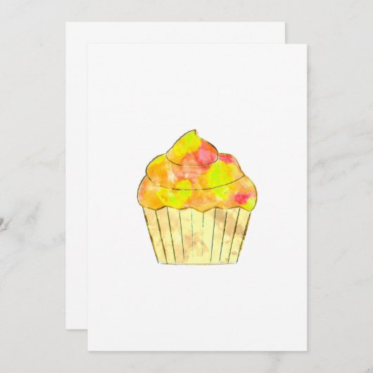 Waterverf Cupcake schilderen Kaart (Voorkant / Achterkant)