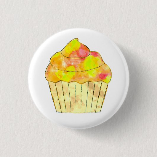 Waterverf Cupcake schilderen Ronde Button 3,2 Cm (Voorkant)