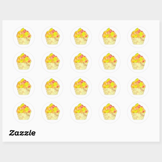 Waterverf Cupcake schilderen Ronde Sticker (Vel)