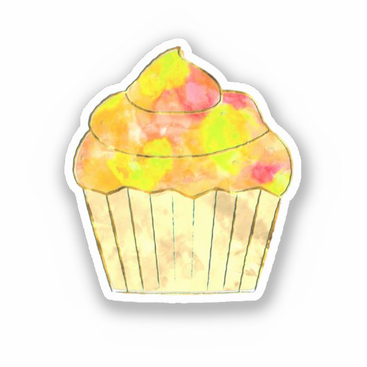 Waterverf Cupcake schilderen Sticker (Voorkant)