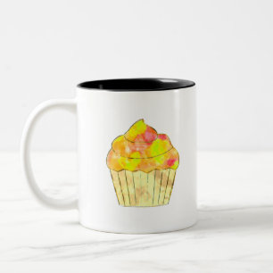 Waterverf Cupcake schilderen Tweekleurige Koffiemok