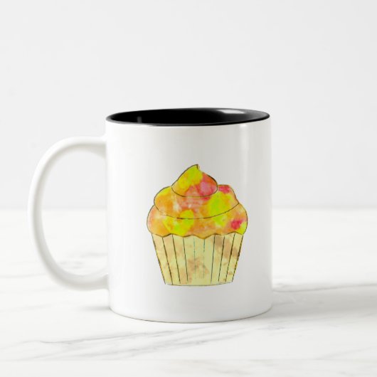 Waterverf Cupcake schilderen Tweekleurige Koffiemok (Links)