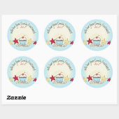 waterverf cupcake sterren Kerst gepersonaliseerd Ronde Sticker (Vel)
