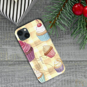 Waterverf Cupcake Yellow Plaid Monogram Baker's iPhone 13 Hoesje