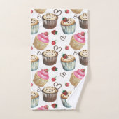 Waterverf cupcakes bad handdoek (Handdoek)