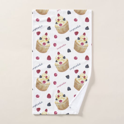 Waterverf cupcakes bad handdoek (Handdoek)