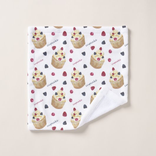 Waterverf cupcakes bad handdoek (Wasdoekje)