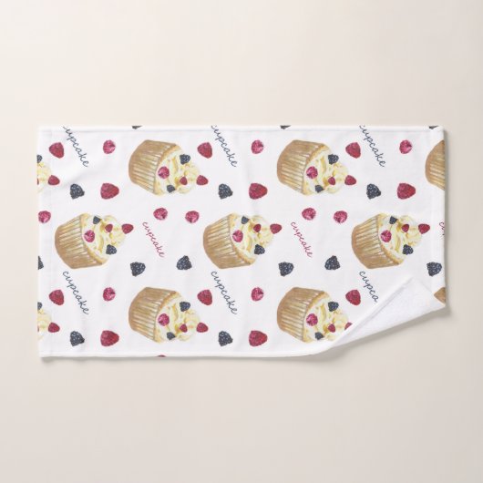 Waterverf cupcakes bad handdoek (Handdoek)