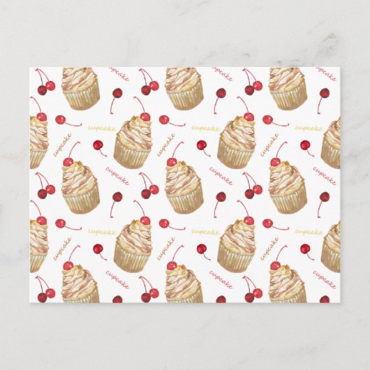 Waterverf cupcakes briefkaart (Voorkant)