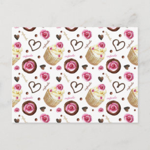 Waterverf cupcakes briefkaart