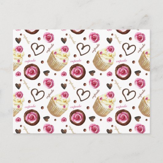 Waterverf cupcakes briefkaart (Voorkant)