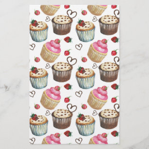 Waterverf cupcakes briefpapier