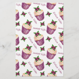 Waterverf cupcakes briefpapier