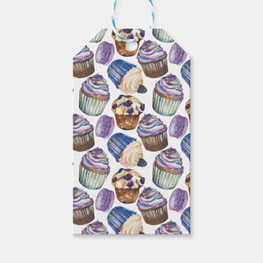 Waterverf cupcakes cadeaulabel (Voorkant)