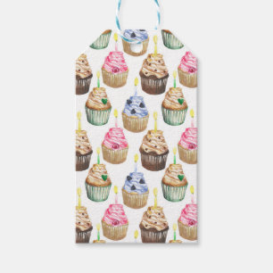 Waterverf cupcakes cadeaulabel