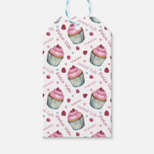 Waterverf cupcakes cadeaulabel (Voorkant)