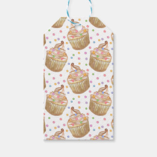 Waterverf cupcakes cadeaulabel