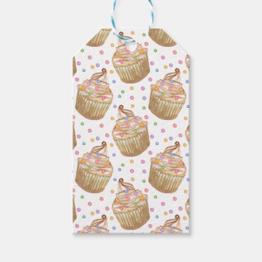 Waterverf cupcakes cadeaulabel (Voorkant)