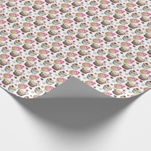 Waterverf cupcakes cadeaupapier (Hoek)