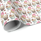 Waterverf cupcakes cadeaupapier (Rol Hoek)