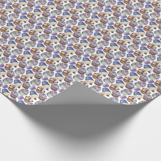 Waterverf cupcakes cadeaupapier (Hoek)