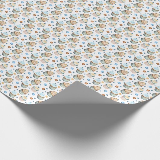 Waterverf cupcakes cadeaupapier (Hoek)