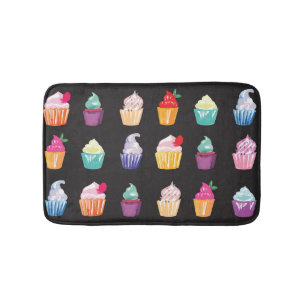 Waterverf cupcakes: charmante naadloze achtergrond badmat
