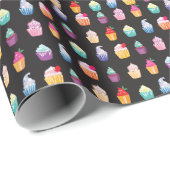 Waterverf cupcakes: charmante naadloze achtergrond cadeaupapier (Rol Hoek)