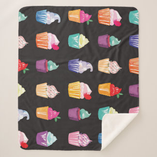 Waterverf cupcakes: charmante naadloze achtergrond sherpa deken