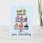 Waterverf cupcakes German Birthday Kaart (Voorkant)