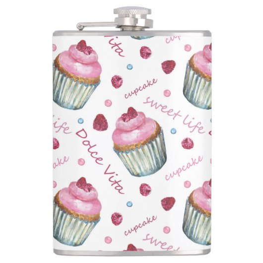 Waterverf cupcakes heupfles (Voorkant)
