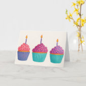 Waterverf Cupcakes Kaart (Gele Bloem)
