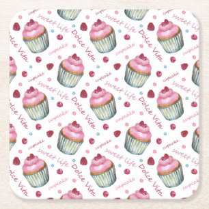 Waterverf cupcakes kartonnen onderzetters