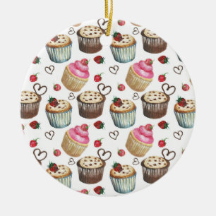 Waterverf cupcakes keramisch ornament
