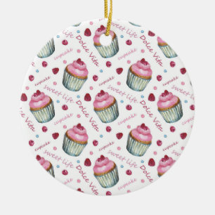 Waterverf cupcakes keramisch ornament